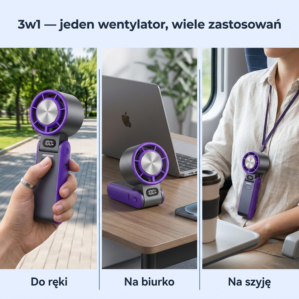 Wentylator Przenośny 3w1 USB-C | AEROVIX