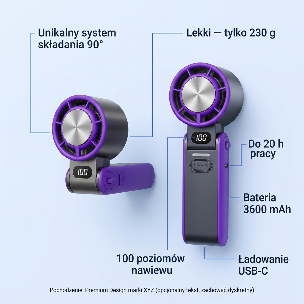 Wentylator Przenośny 3w1 USB-C | AEROVIX
