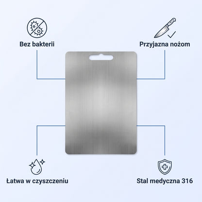 Obustronna Deska do Krojenia ze Stali Medycznej 316 | SLICEPURE
