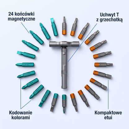 Magnetyczny Zestaw Wkrętaków 24w1 z Grzechotką T | TORQBIT