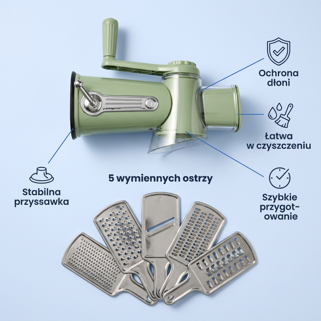Tarka Obrotowa 5w1 do Warzyw i Sera | VELOCUT
