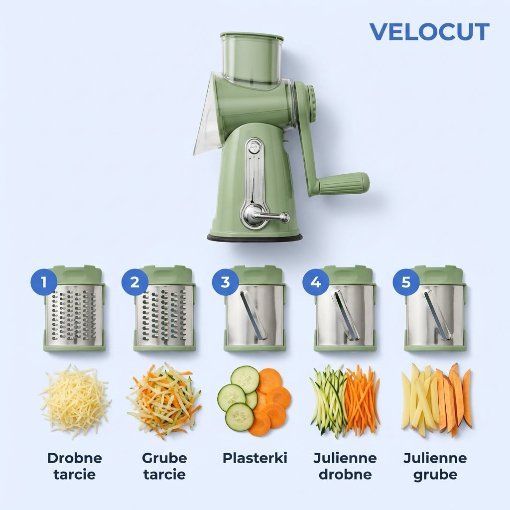 Tarka Obrotowa 5w1 do Warzyw i Sera | VELOCUT