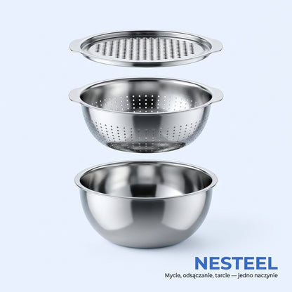 Miska Wielofunkcyjna 3w1 ze Stali Nierdzewnej | NESTEEL
