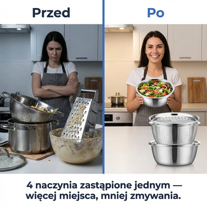 Miska Wielofunkcyjna 3w1 ze Stali Nierdzewnej | NESTEEL