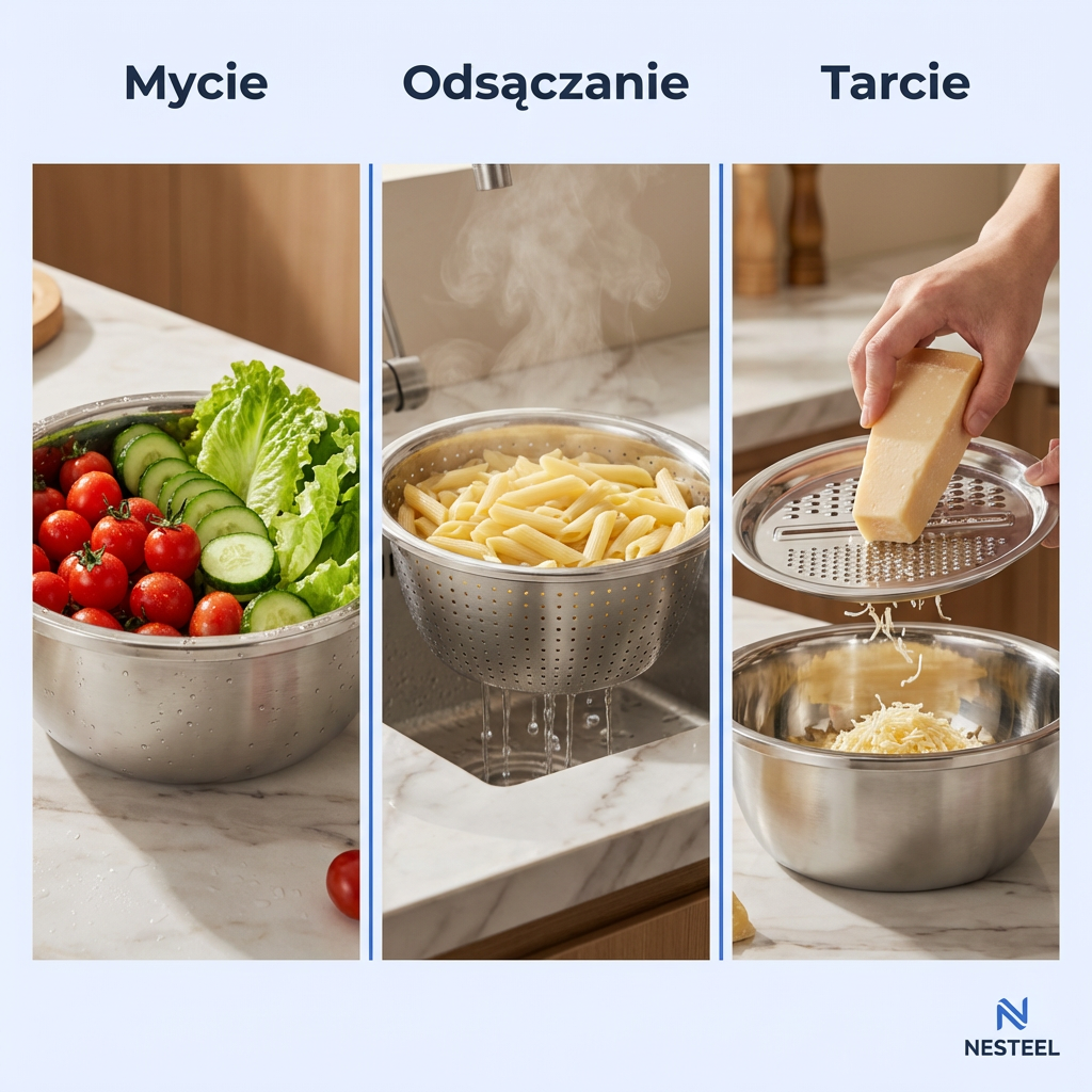 Miska Wielofunkcyjna 3w1 ze Stali Nierdzewnej | NESTEEL