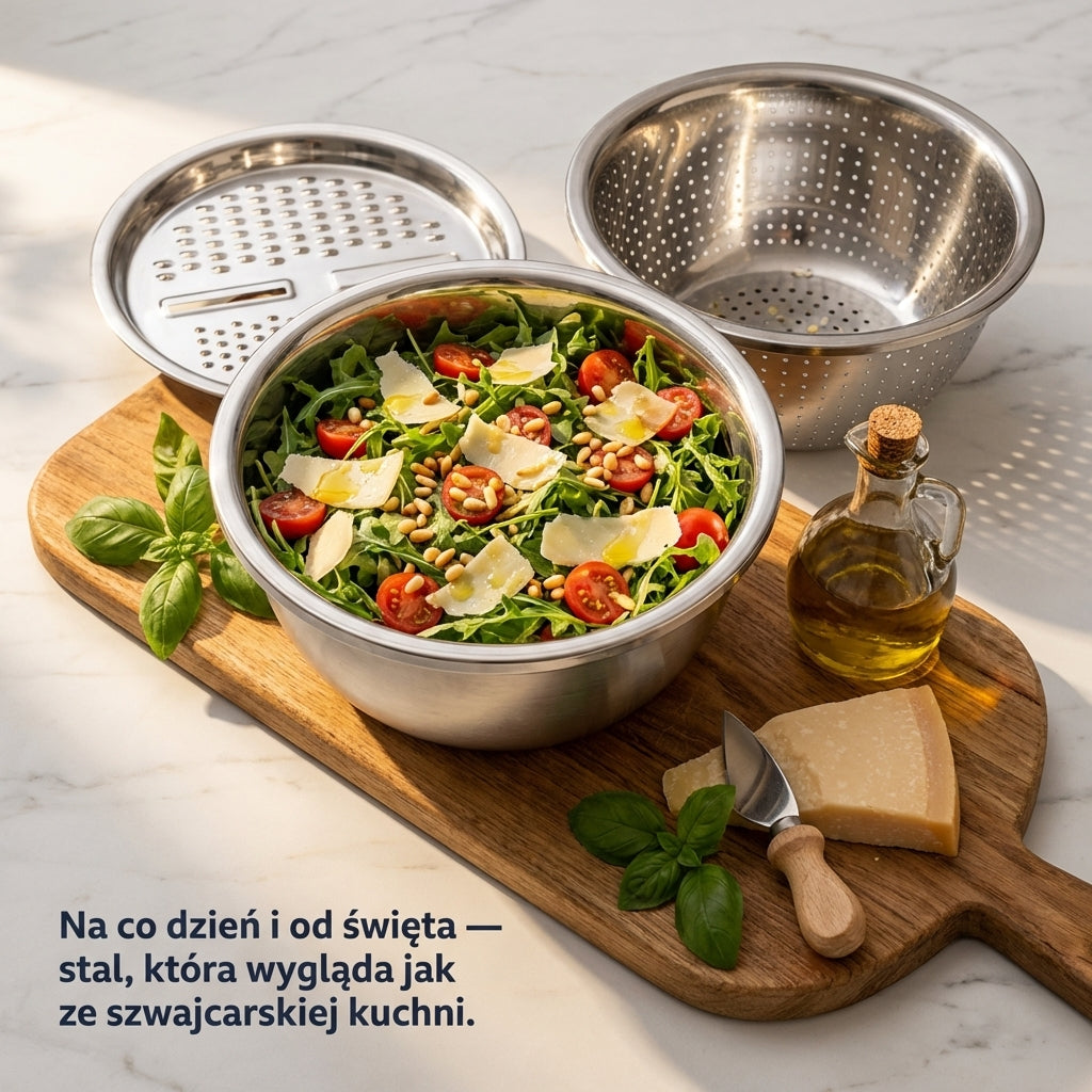 Miska Wielofunkcyjna 3w1 ze Stali Nierdzewnej | NESTEEL