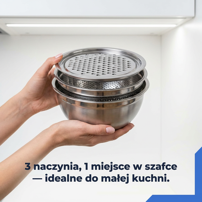Miska Wielofunkcyjna 3w1 ze Stali Nierdzewnej | NESTEEL