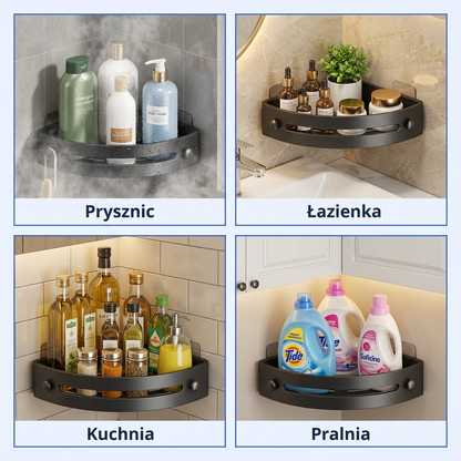 Narożna Półka Łazienkowa bez Wiercenia 2-Poziomowa | CORNEX
