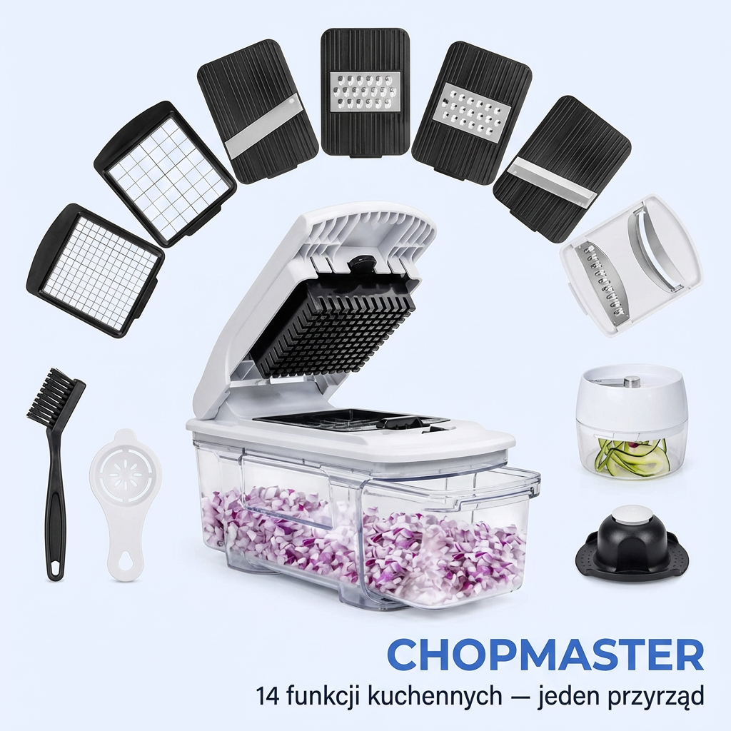 Wielofunkcyjna Siekaczka do Warzyw 14w1 z Pojemnikiem | CHOPMASTER
