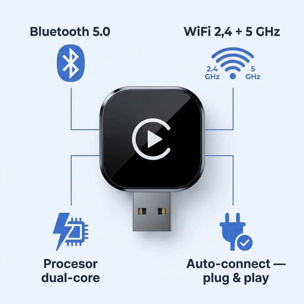 Adapter CarPlay i Android Auto Bezprzewodowy 2w1 | DRIVLINK