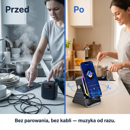 Głośnik Indukcyjny 3w1 z Podstawką i Power Bankiem | SOUNDOCK