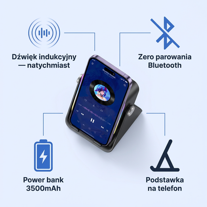Głośnik Indukcyjny 3w1 z Podstawką i Power Bankiem | SOUNDOCK