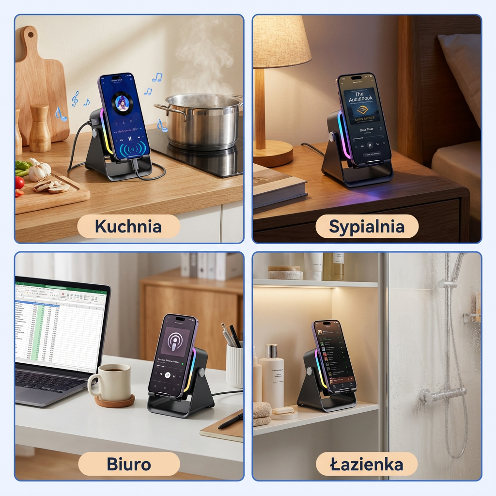Głośnik Indukcyjny 3w1 z Podstawką i Power Bankiem | SOUNDOCK
