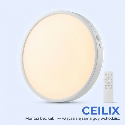 Bezprzewodowa Lampa Sufitowa LED z Czujnikiem Ruchu i Pilotem | CEILIX