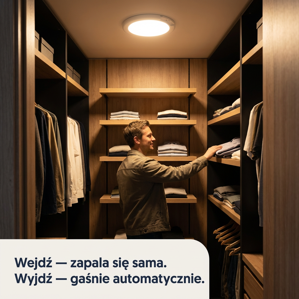 Bezprzewodowa Lampa Sufitowa LED z Czujnikiem Ruchu i Pilotem | CEILIX