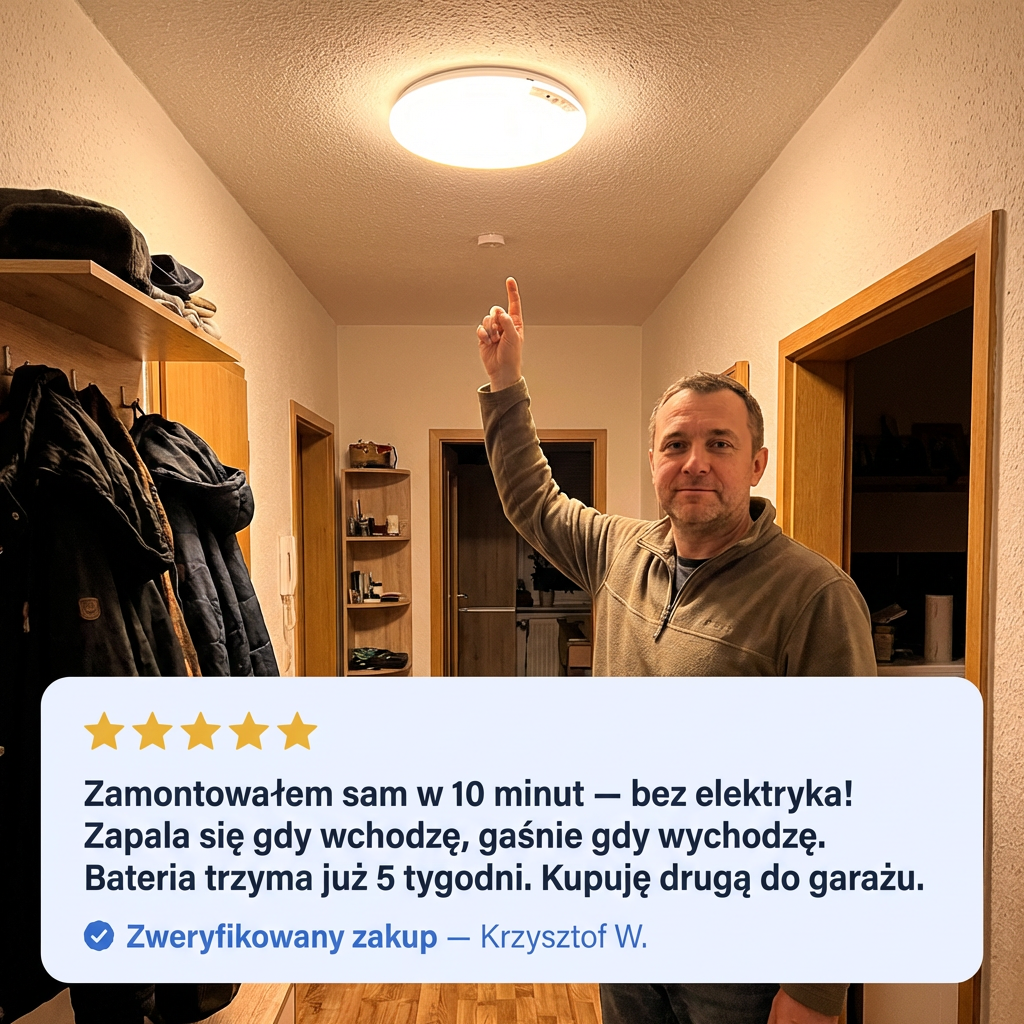 Bezprzewodowa Lampa Sufitowa LED z Czujnikiem Ruchu i Pilotem | CEILIX