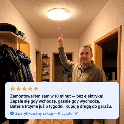 Bezprzewodowa Lampa Sufitowa LED z Czujnikiem Ruchu i Pilotem | CEILIX