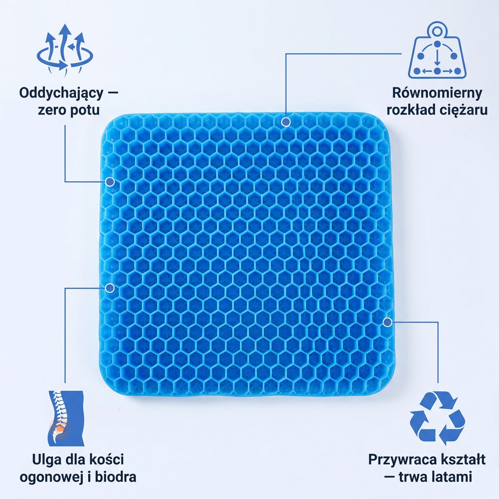 Poduszka Żelowa Plaster Miodu na Krzesło | GELHEX
