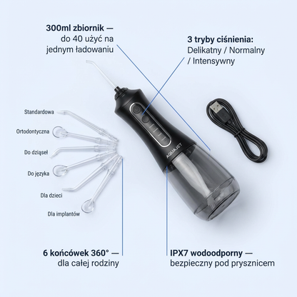 Irygator Dentystyczny Bezprzewodowy 6w1 | AQUAJET
